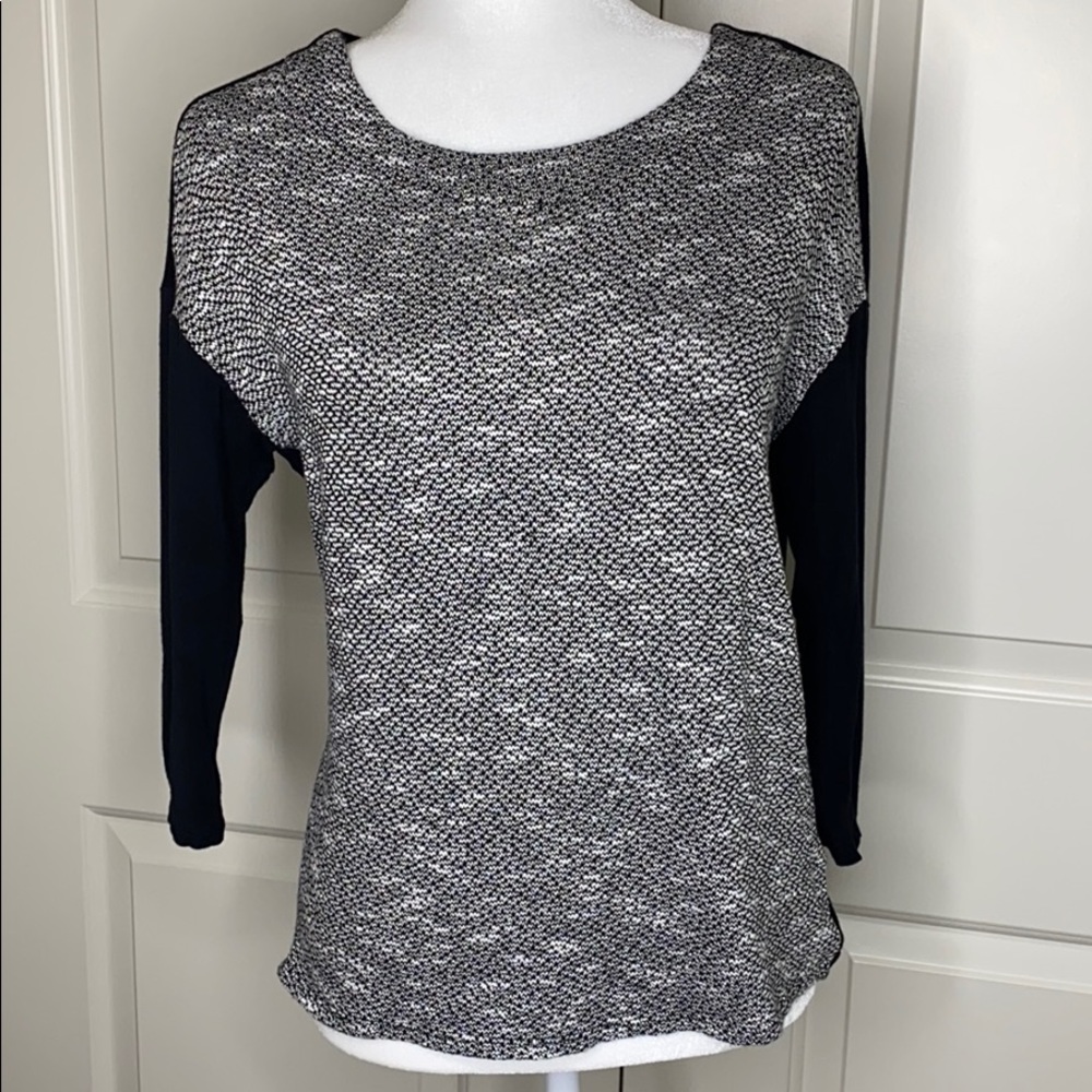 KUT from the Kloth 3/4 sleeve top black white